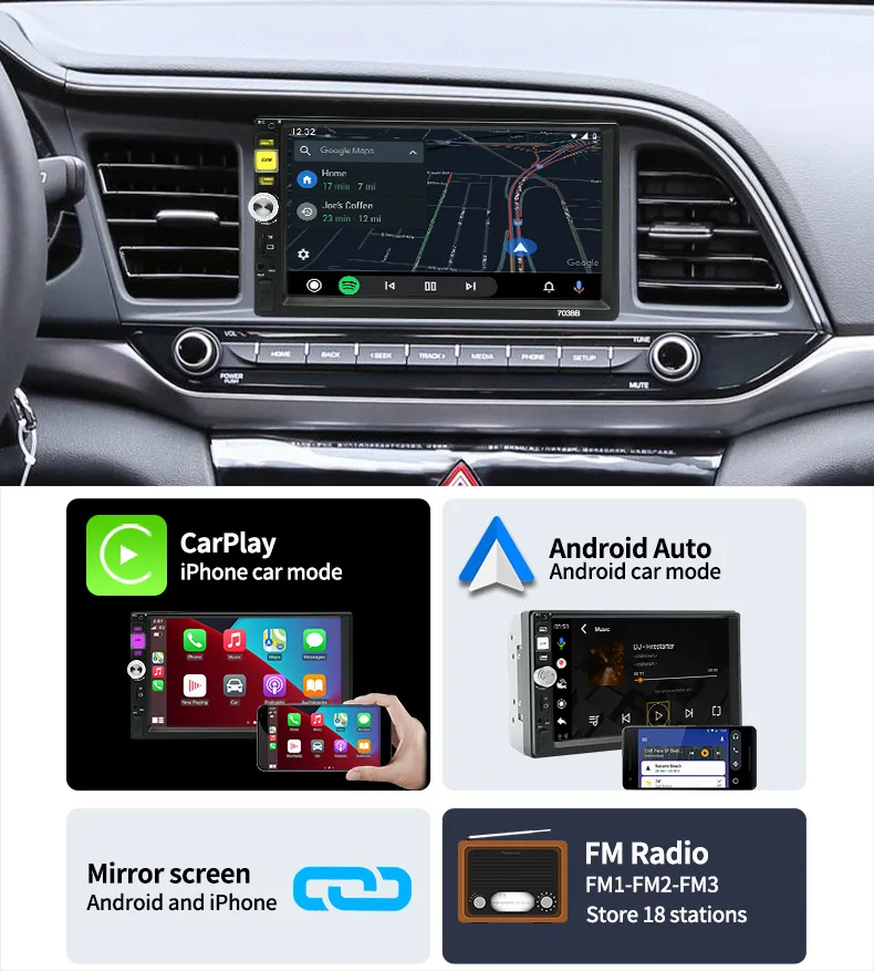 7 inch universal car radio , car MP5 player, audio Carplay GPS navigation multimedia player