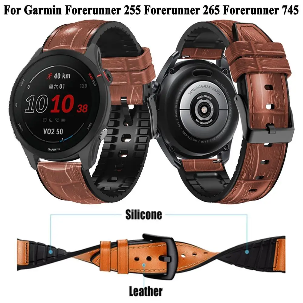 

For Garmin Forerunner 255 Forerunner 265 Forerunner 745 Watchband Bracelets Strap Vivoactive 4 Venu 2 Leather Silicone Band 22mm