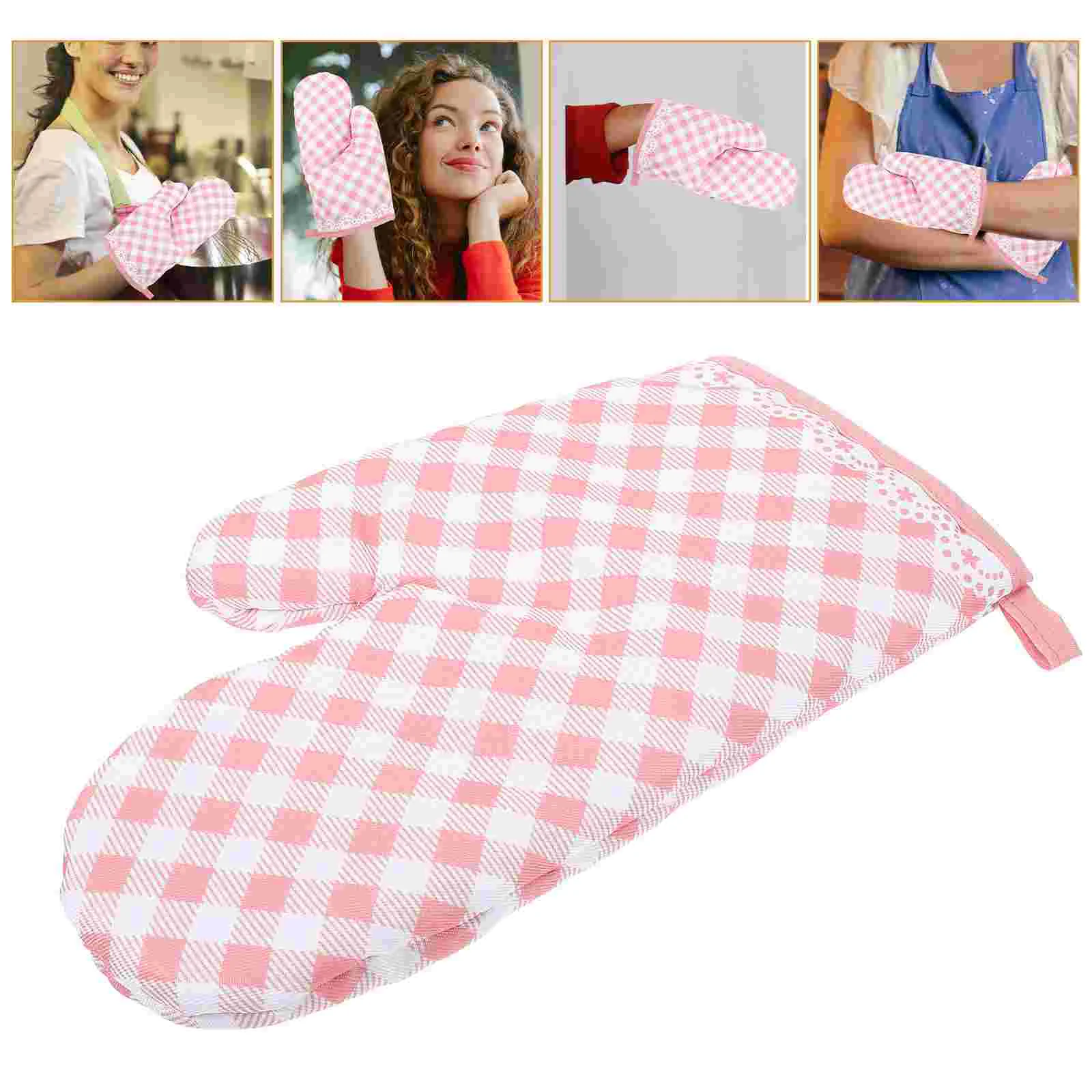 

Plaid Oven Mitt Microwave Mitt Kitchen Oven Baking Hand Protective Glove