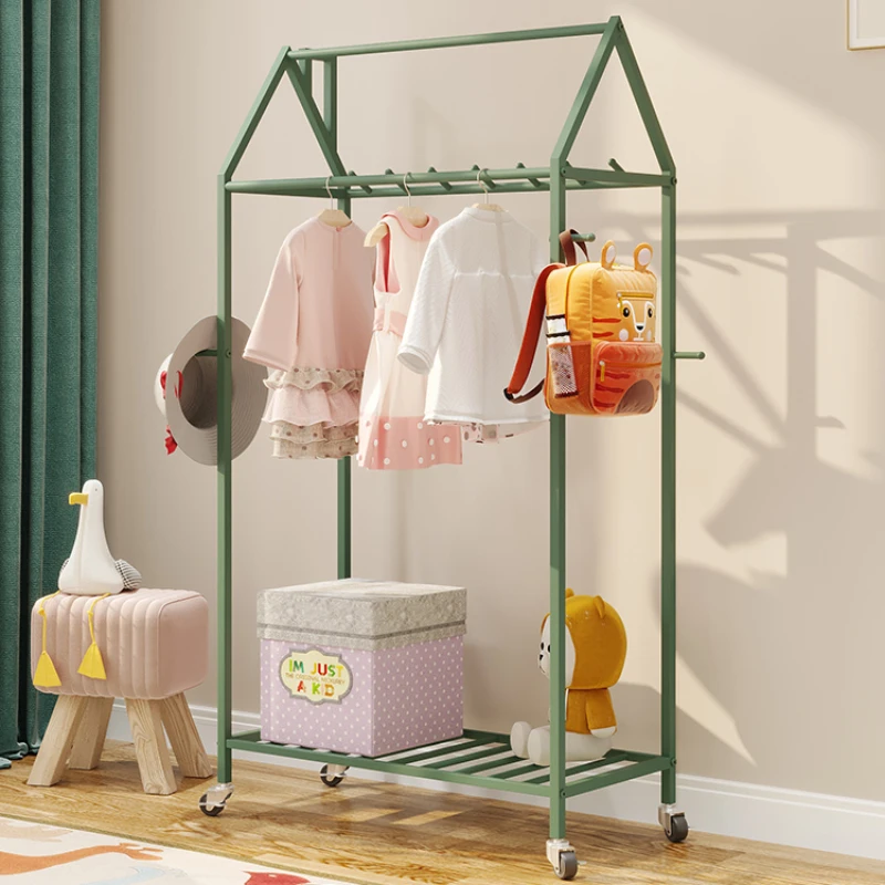 Perchero de almacenamiento de ropa para niños, Perchero de pie para dormitorio, hogar, habitación pequeña, móvil