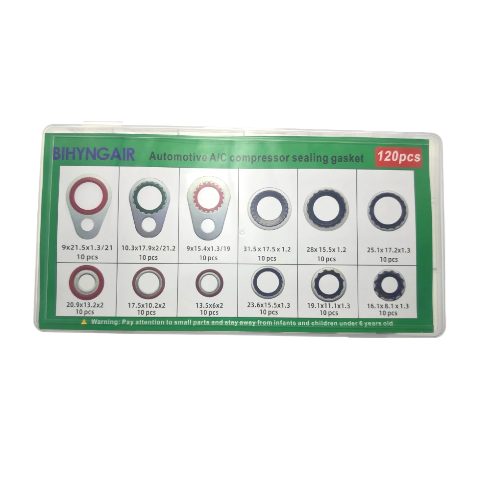 120 조각 에어컨 조절 시스템 압축기 가스켓 씰, 자동차 에어컨 압축기 포트 씰링 키트