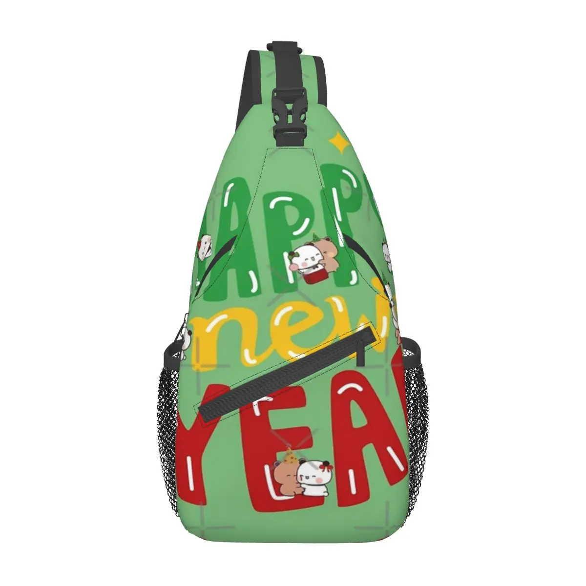 

Нагрудная сумка с надписью «С Новым Годом», персонализированная портативная Повседневная Сумочка через плечо с медведем, BuBu, пандой