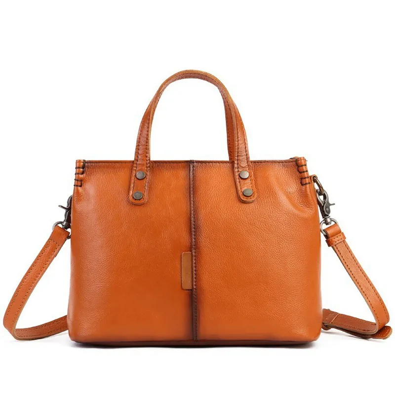 

Женская квадратная сумка-тоут из натуральной кожи, Роскошные офисные дамские сумочки-гвоздики, Прошитые однотонные сумки на плечо, шоппер