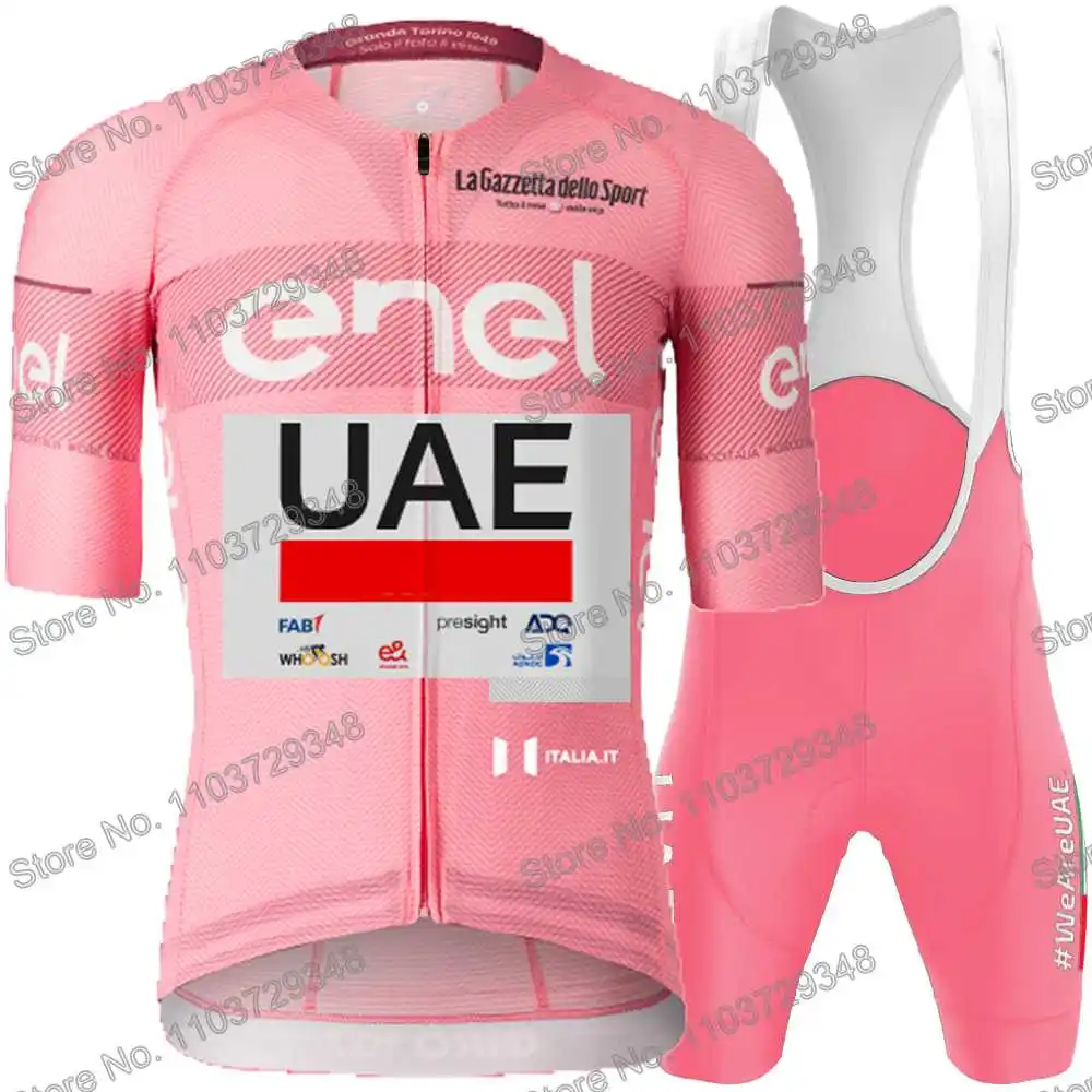UAE Team 2024 Italy Tour France Tour Cycling Jersey Men's Set Summer Cycling Clothing Pink Road Bike Shirt Suit MTB Bib Shorts 4