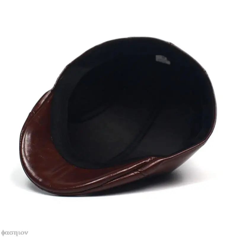 Man Berets Leather British Vintage Flat Caps New Male Solid Gray Black Spring Autumn Winter Adjustable Driver Hats 5