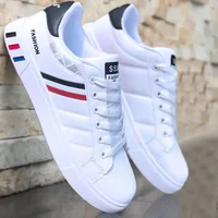 Spring New Men's Shoes Korean Trendy White Casual Sports Versatile Shoes Comfortable PVC Leather Men's Flat Shoes Student