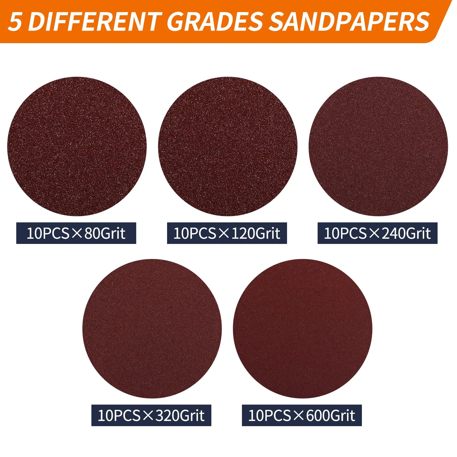 52 PCS Sandpaper Kit 4 Inch with Hook and Loop Backing Pad M10 Drill Adapter Grinding Metal Automotive Ceramic Wall