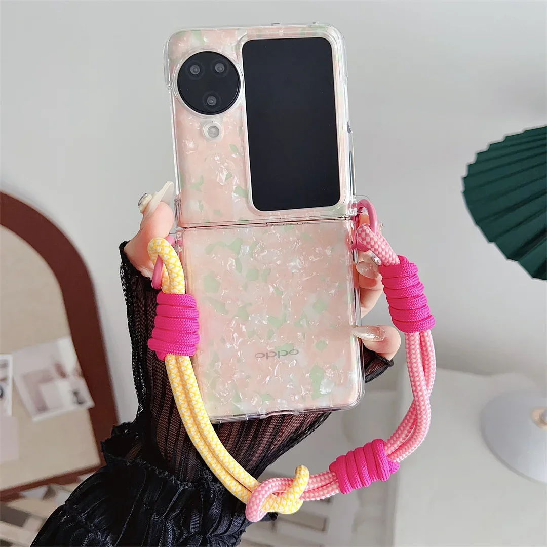 Korean Luxury Shell Pattern Colorful Portable Rope Phone Case - Stylish Back Cover