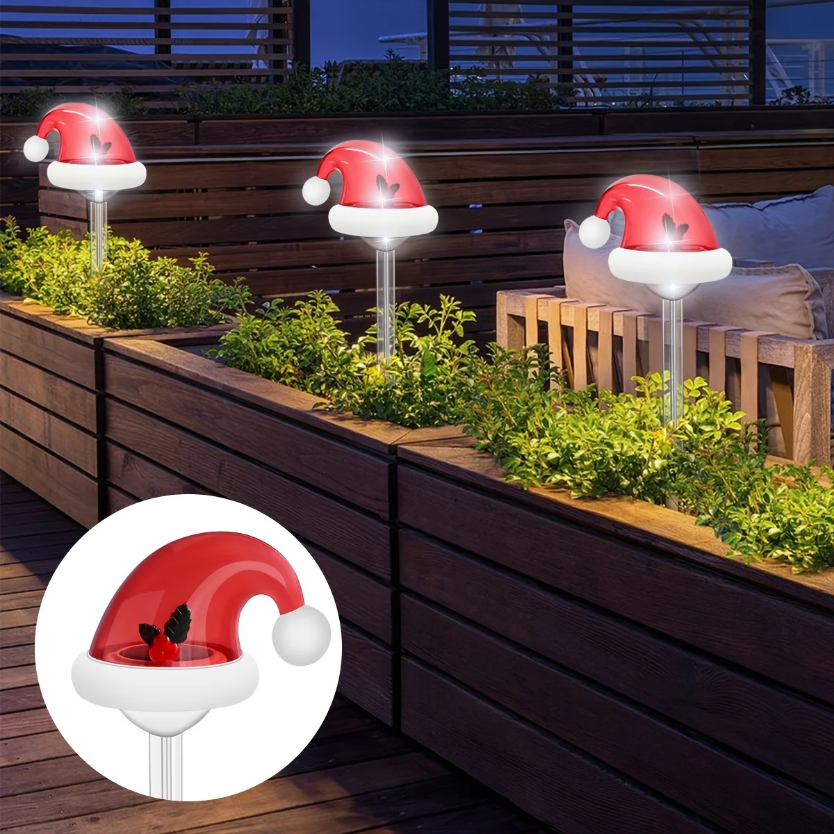 Christmas Decorations Outdoor Waterproof Solar Christmas Garden Stakes Solar Christmas Pathway Lights for Yard Lawn Path Xmas