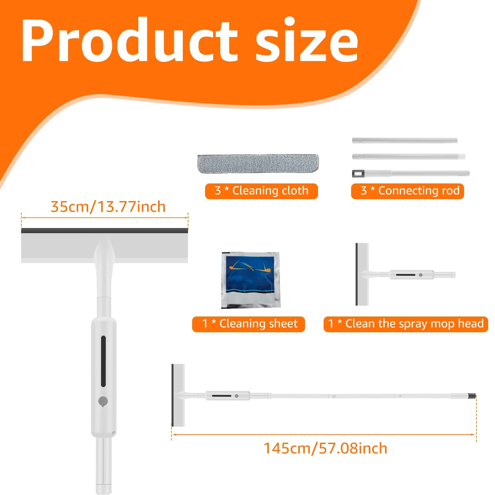 بخاخ منظف نوافذ ٢ في ١ مع فرشاة، ومقبض تلسكوبي بطو...