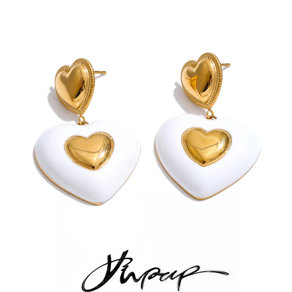 Yhpup Earrings Heart Drop Classic Style