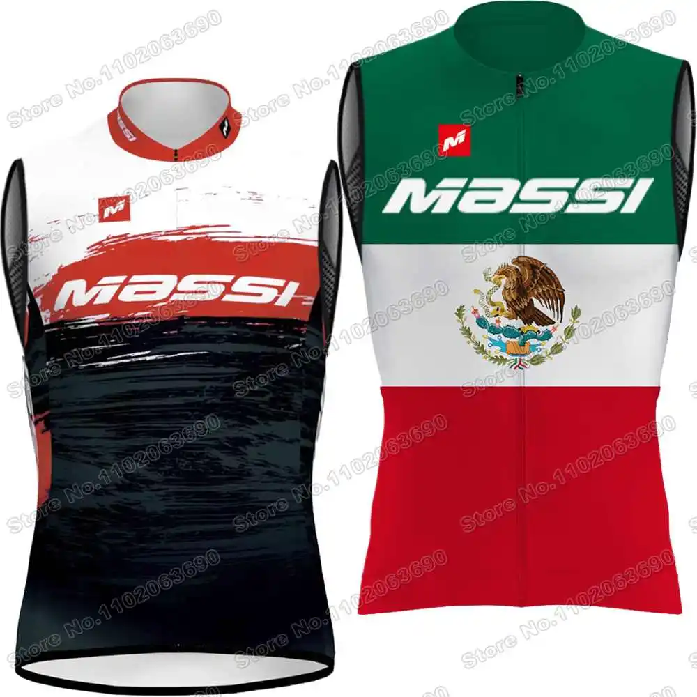 MASSI Team Wind Vest Mexico Champion Cycling Vest Windproof Men Road Cycling Jersey Sleeveless Windbreaker MTB Chaleco