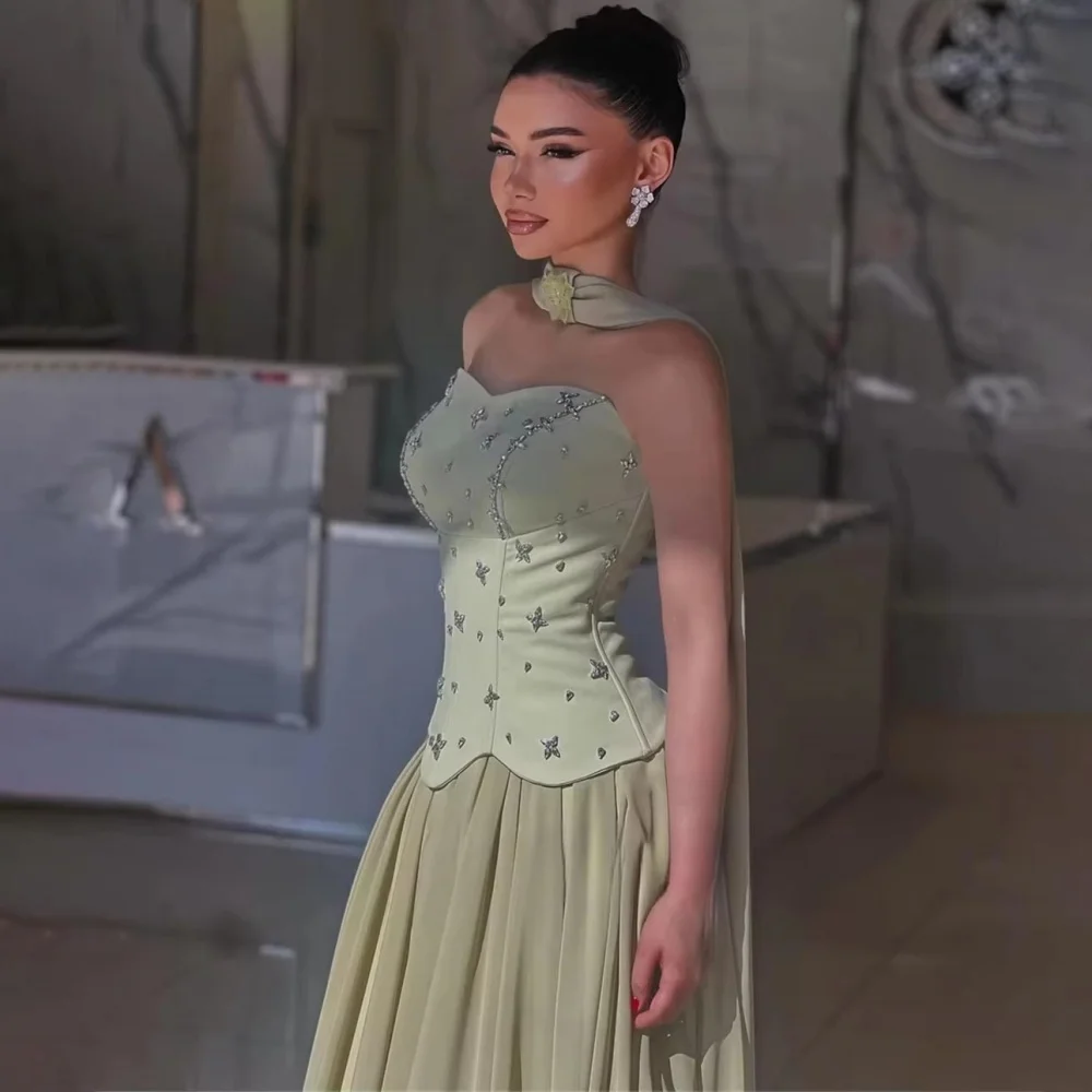 Customized Exquisite Sleeveless Beading Evening Dress Charming Sexy Ruffles Prom Dress Chiffon Party Gown вечернее платье 2