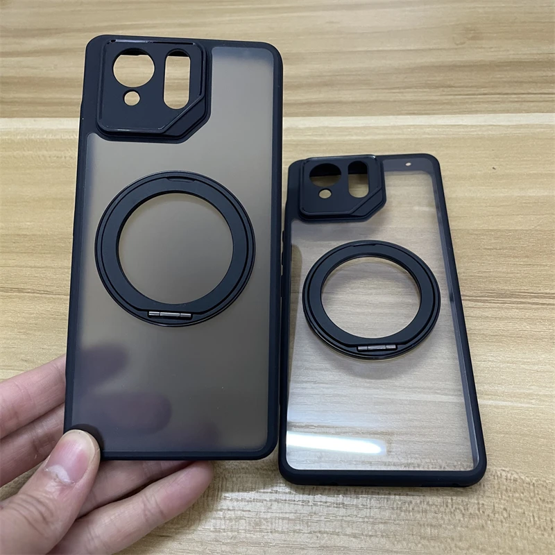 Magnetic Clear Back Shockproof Case with Ring Stand