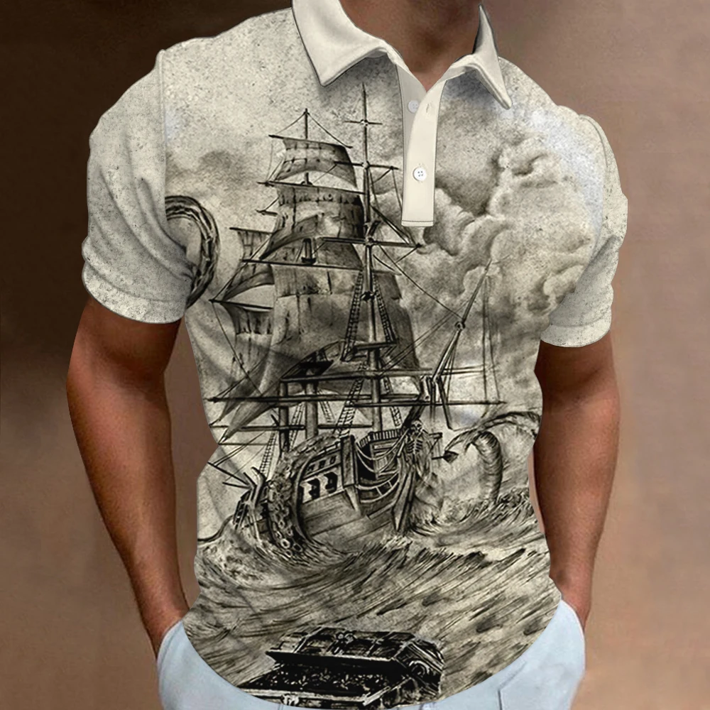Vintage Polo T Shirt For Men Summer Short-Sleeve Clothing Sailing Print  Casual Streetwear Fashion Oversized Men'S T-Shirts Tops - AliExpress, image size:1000x1000