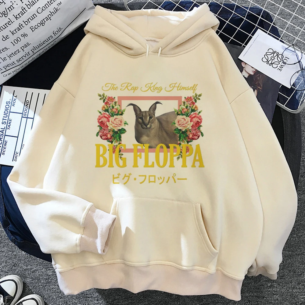 

Floppa hoodies women japanese graphic pulls women gothic sweater