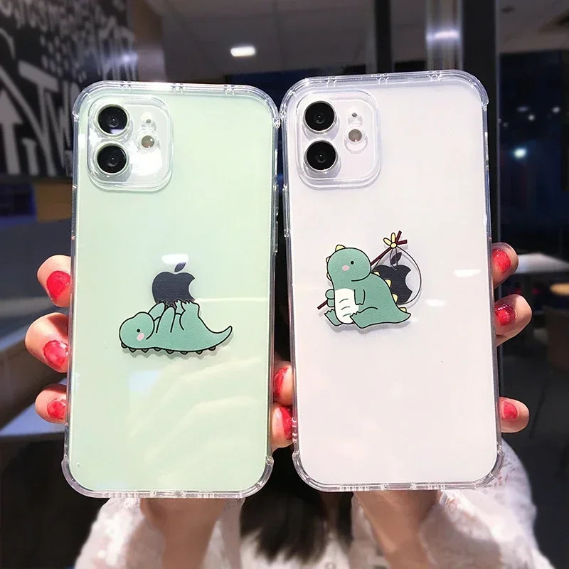 Cute Dinosaur Clear Phone Case - Soft Shockproof Cover