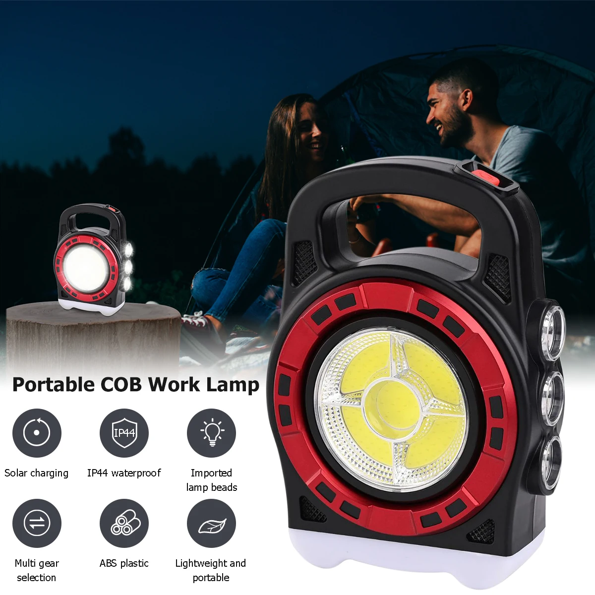 

Solar Work Light LED Portable Searchlight Flashlight Waterproof USB Torch Light Powerful Camping Lantern Hiking Solar Light