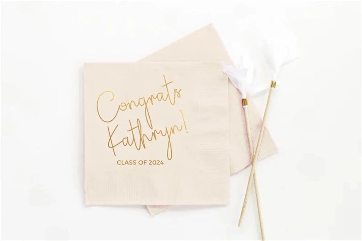 맞춤형 졸업 냅킨, 칵테일, 오찬, 저녁 식사, 손님용 수건, 2024 졸업 파티 장식 클래스, 50 개 