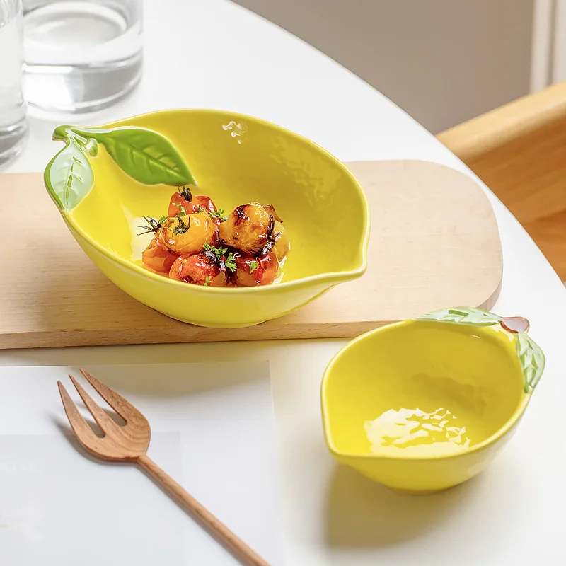 Whimsical Lemon Ceramic Bowl - Fun Kitchen Accessory for Salads, Soups, Snacks, and More