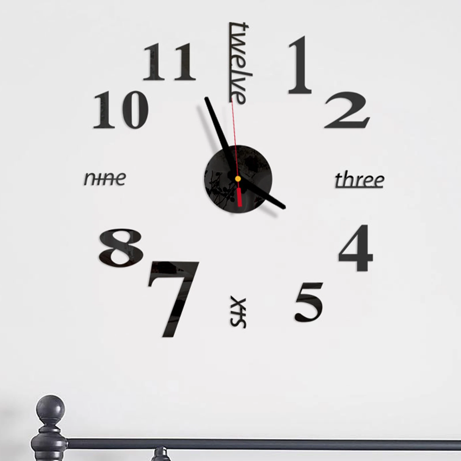 Diy Wall Clock 3d Mirror Surface Sticker Home Office Decor Clock