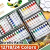 Acrylic Paint Set 12/18/24 Colors 5ml/0.17oz,Water-Proof Portable Art Rich Pigments for DlY Craft,Drawing,Painting,Canvas, Rock 1