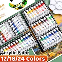 Acrylic Paint Set 12/18/24 Colors 5ml/0.17oz,Water-Proof Portable Art Rich Pigments for DlY Craft,Drawing,Painting,Canvas, Rock 1