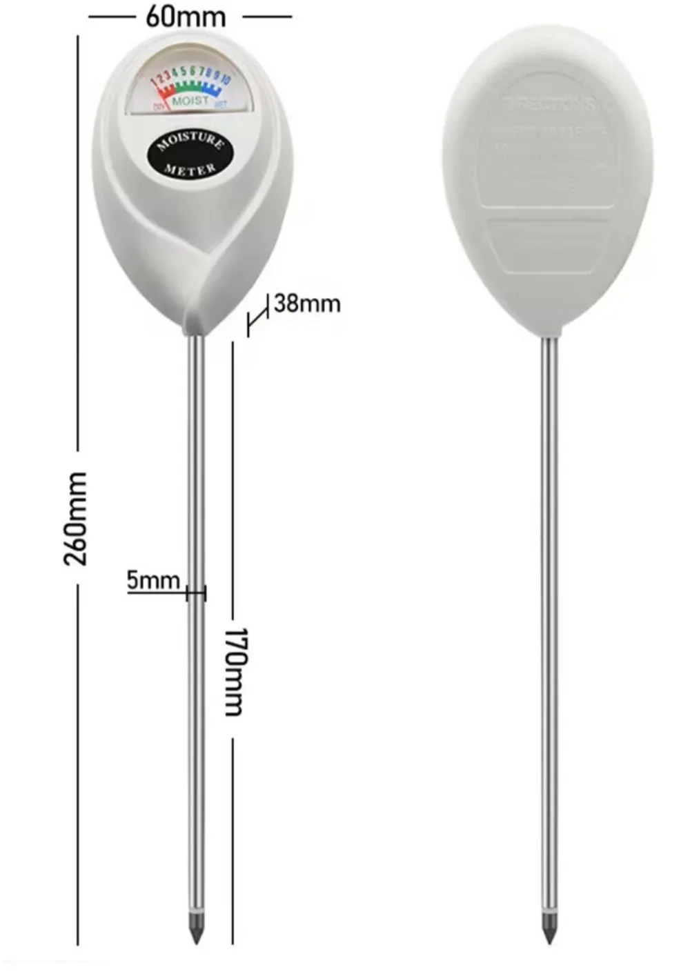 Bodenfeuchtemeßgerät für den Hausgarten, Messinstrument zur Ermittlung der Bodenfeuchtigkeit, Hygrometer-Sonde für Bewässerungstests – Detail 6