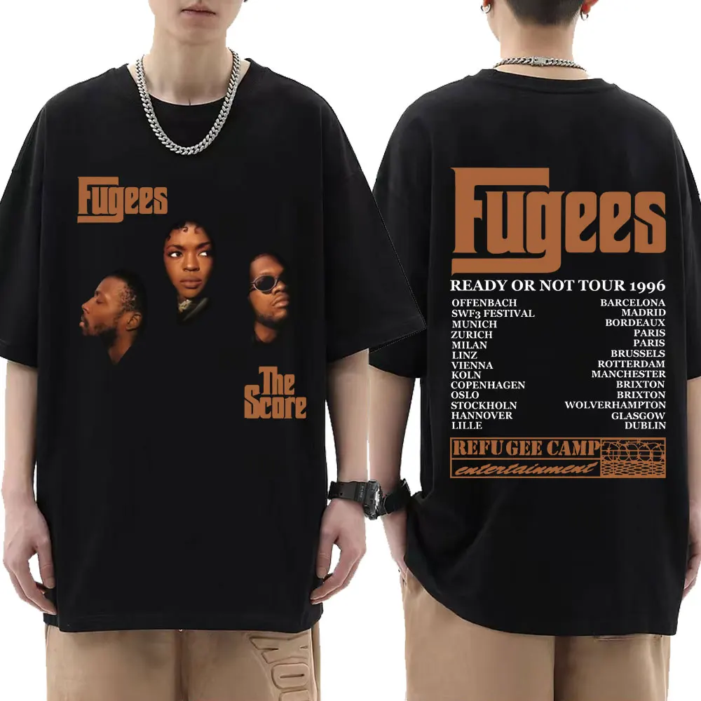 Hip Hop Band The Fugees Score Ready Or Not Concert Tour 1996 T-Shirt Oversize Uomo Donna Cotone Maglietta Manica Corta Streetwear