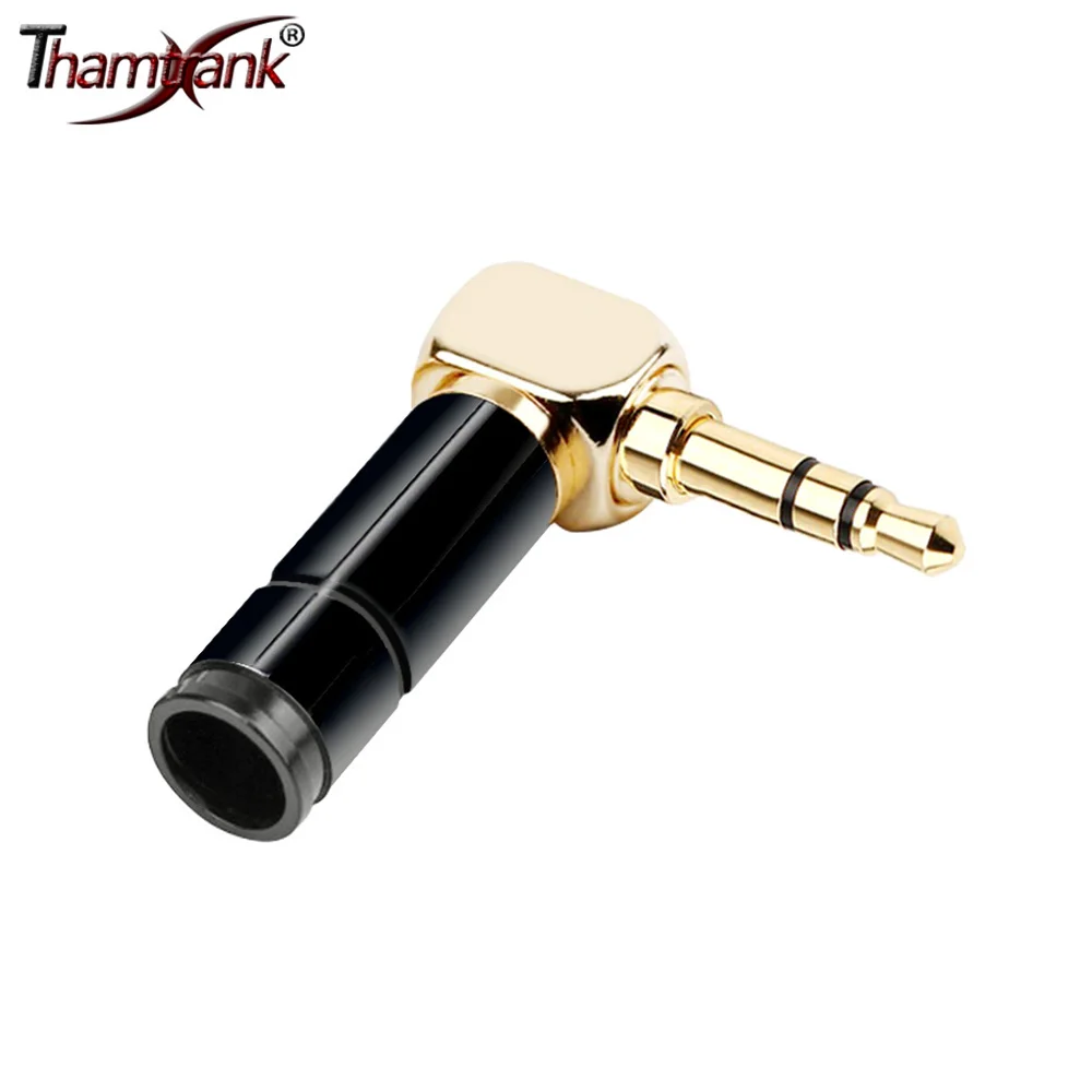 

100pcs 3.5mm Jack Right Angle Earphone plug 3Pole Gold-plated Wire Connector Fit for 6mm Cable DIY Play Aluminum alloy tube