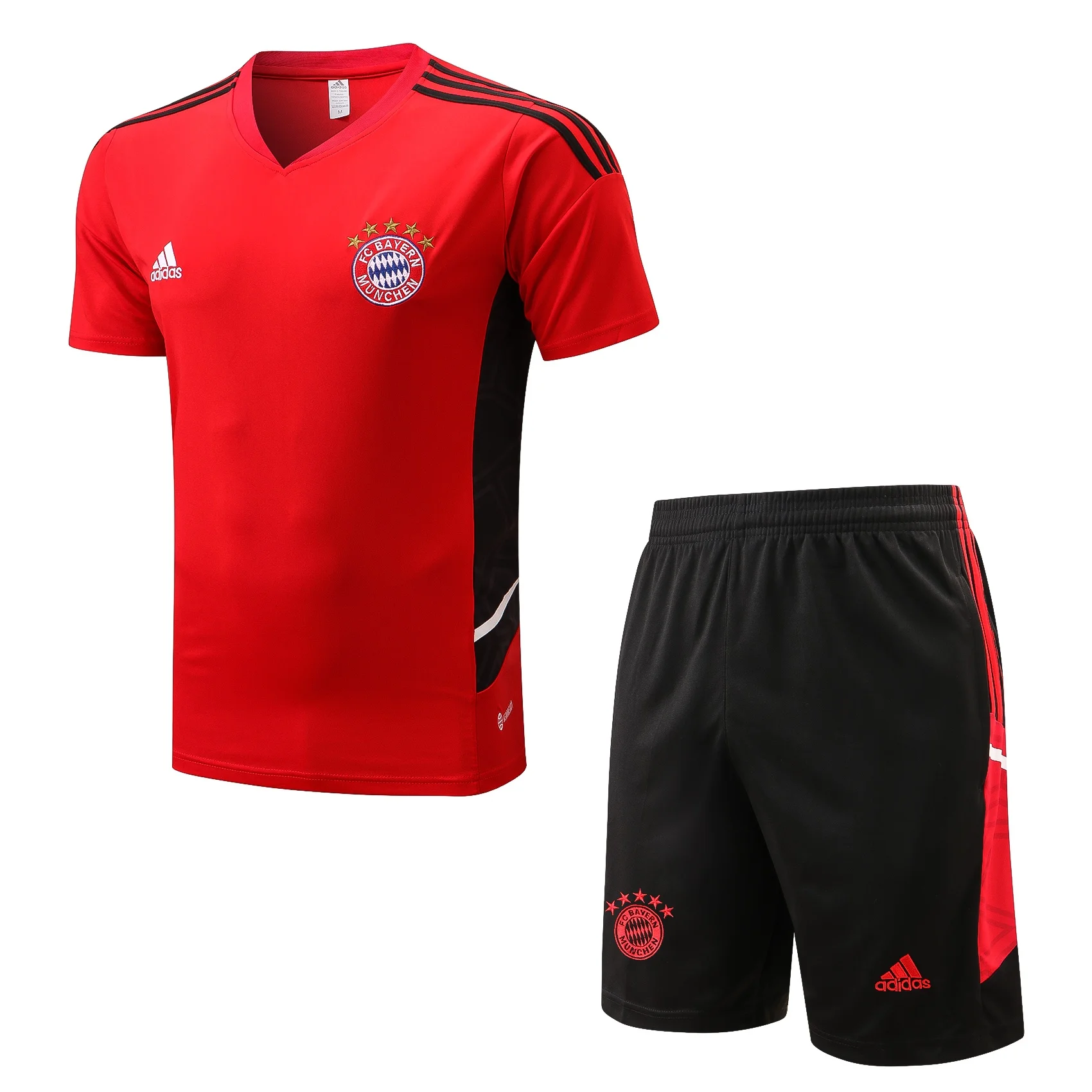 Adidas Soccer Jerseys Men Short-sleeved and Above-the-knee Shorts Classic Competition Comfortable Training Suit Red
