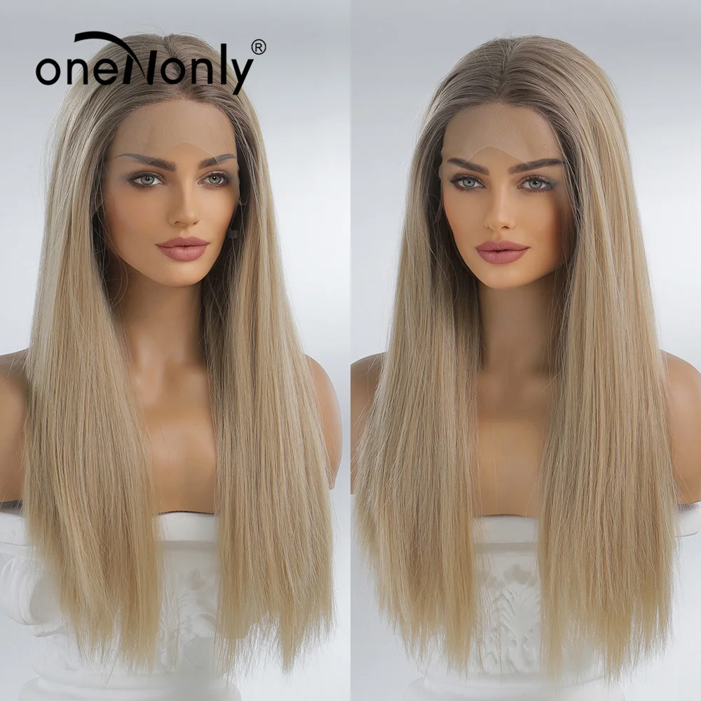 

oneNonly Lace Front Wig Long Straight Brown Blonde Wigs for Women Daily Party Cosplay Wedding High Density