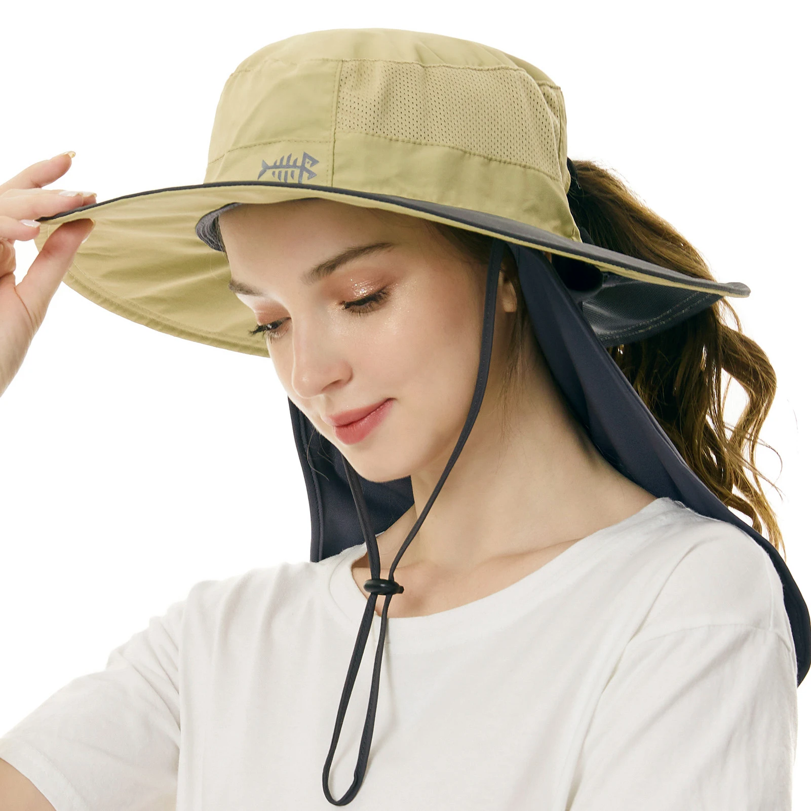 BASSDASH Summer Women Sun Hat With Ponytail Hole Large Neck Flap