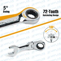 1pc 6-19mm Mini clé à cliquet outil clé Ultra-courte fixe clé à cliquet à tête flexible clé combinée toupie 72T CR-V acier 2
