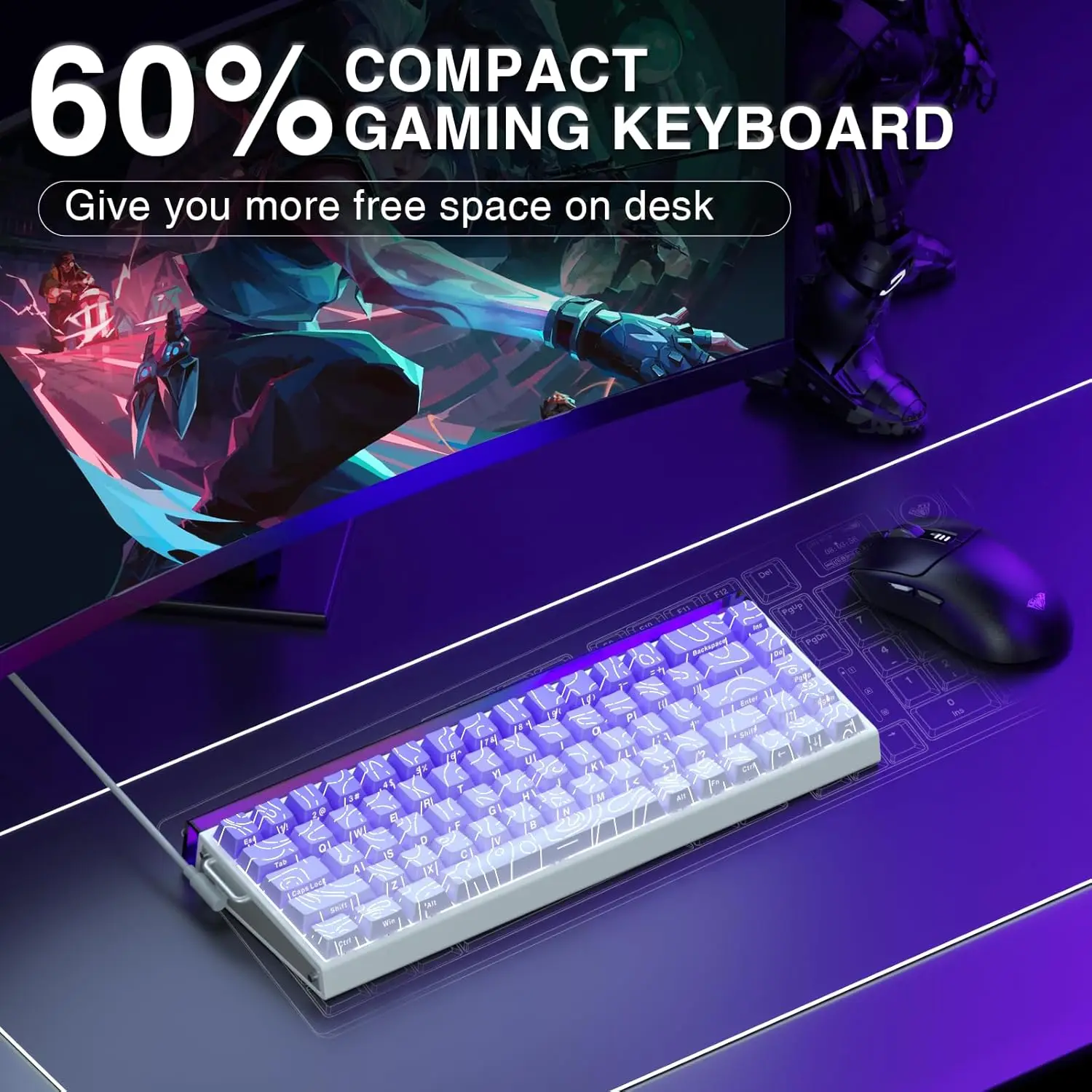 AULA HERO 68HE 마그네틱 스위치 키보드 RGB 게이밍 기계식 키보드 래피드 트리거 8K 리턴 유선 e스포츠 커스텀 키보드