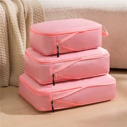 Travel Essentials Compression Packing Cubes Set, Compressible and Expandable Luggage Organizers (Pink)