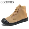 Fashion Male Flats Men Designer Vulcanize Shoes Waterproof Sneakers Men High Top Shoes Canvas Lace-up Men Casual Shoes Daily 1