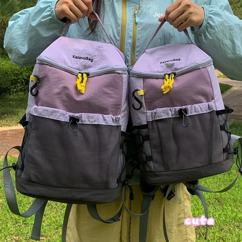 New Korean Style Ultra Light Nylon Backpack Outdoor Travel Bag Large Capacity Waterproof Hiking Pack Cute Rucksack