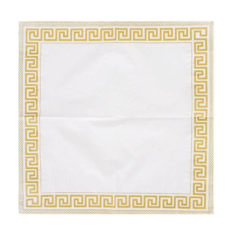 20Pcs/pack Disposable Napkins with Gold Silver Edge Printed disposable tableware paper napkins Hotels Restaurants Dining Tissues DIY Party Decoration Supplies