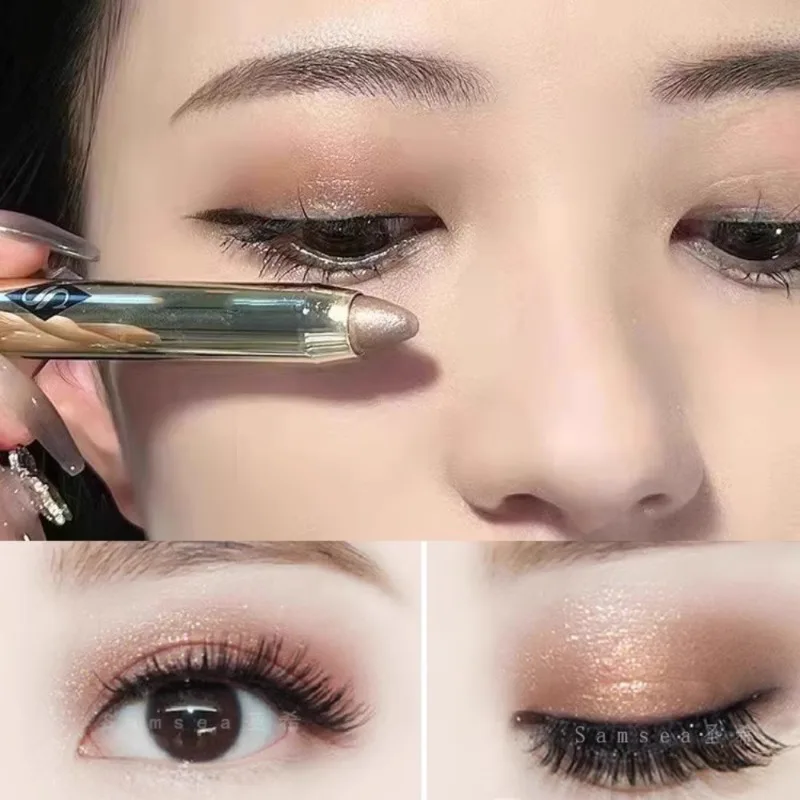 2 in 1 Pearly Eyeshadow Stick Pencil Waterproof Glitter Matte Eyelid Under Crease Makeup Pen