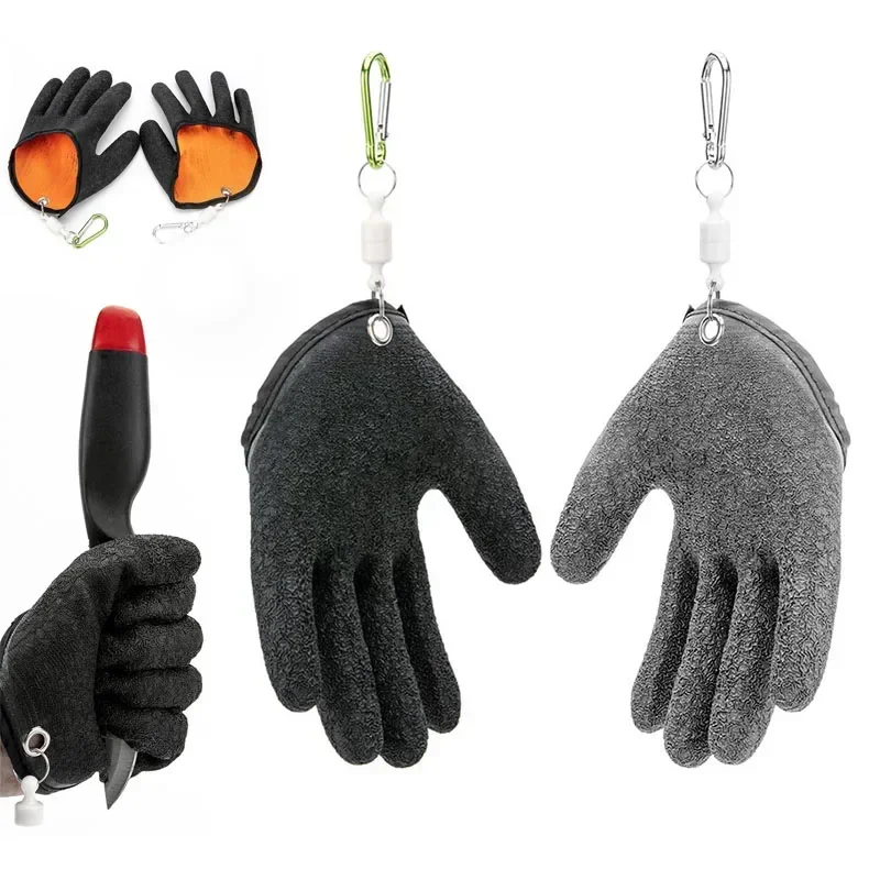 Fishing Gloves fishing gloves Anti-Slip Protect Hand From Puncture Scrapes Fisherman Professional Catch Fish Latex Hunting Gloves Left/Right