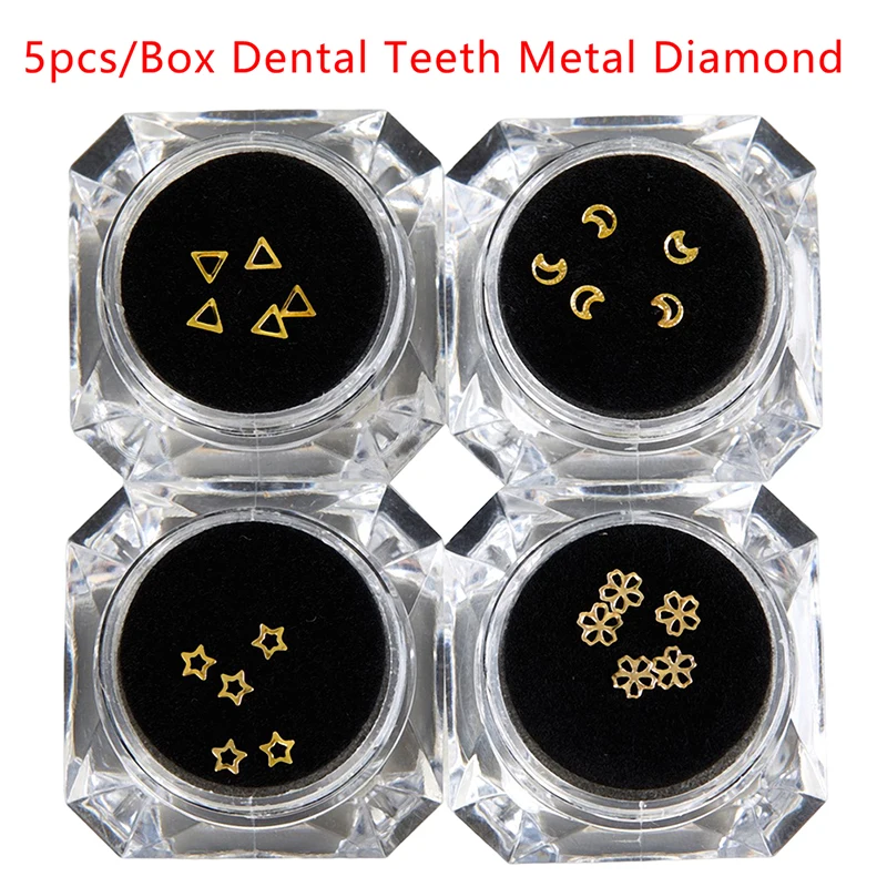 

5Pcs Fashion Teeth Gems Tooth Jewelry Ornaments with Box Beauty Diamond Dental Metal Teeth Gems Jewelry