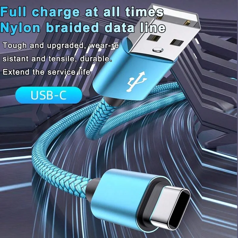 1개 3개 5개 10개 나일론 데이터 케이블 고속 충전기 USB A to 타입 C 충전 케이블 화웨이 삼성 안드로이드 폰용 타입C 충전