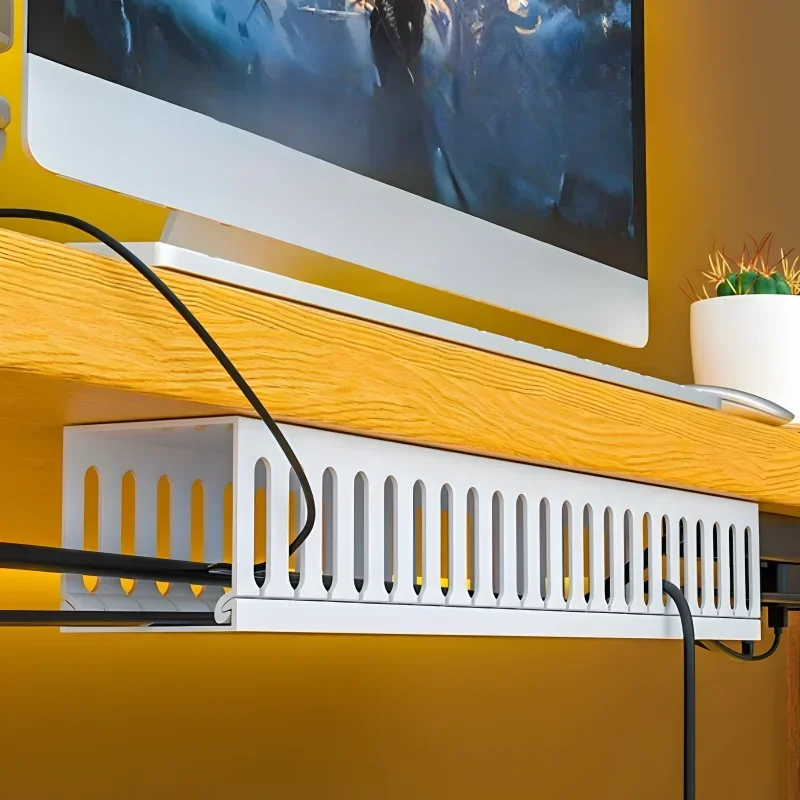 Flame Retardant PVC Cable Management Tray with Open Slot Channel - Desk Wire Organizer and Industrial Cabinet Box Raceway