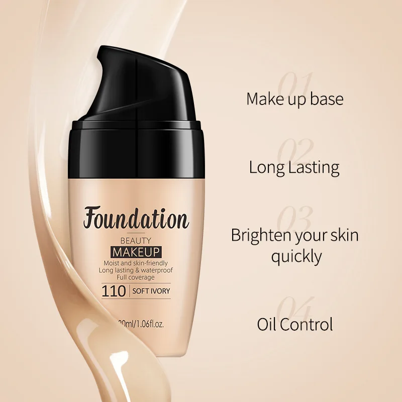 Liquid Foundation High Coverage Concealer Long-lasting Cover Dark Circle Brighten Waterproof Matte BB Cream Face Makeup Cosmetic 5