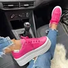 2024 Women Sneakers Solid Color Pu White Shoes Skateboard Height Increased Platform Vulcanized Casual Winter Lady Lace-Up Flats 4