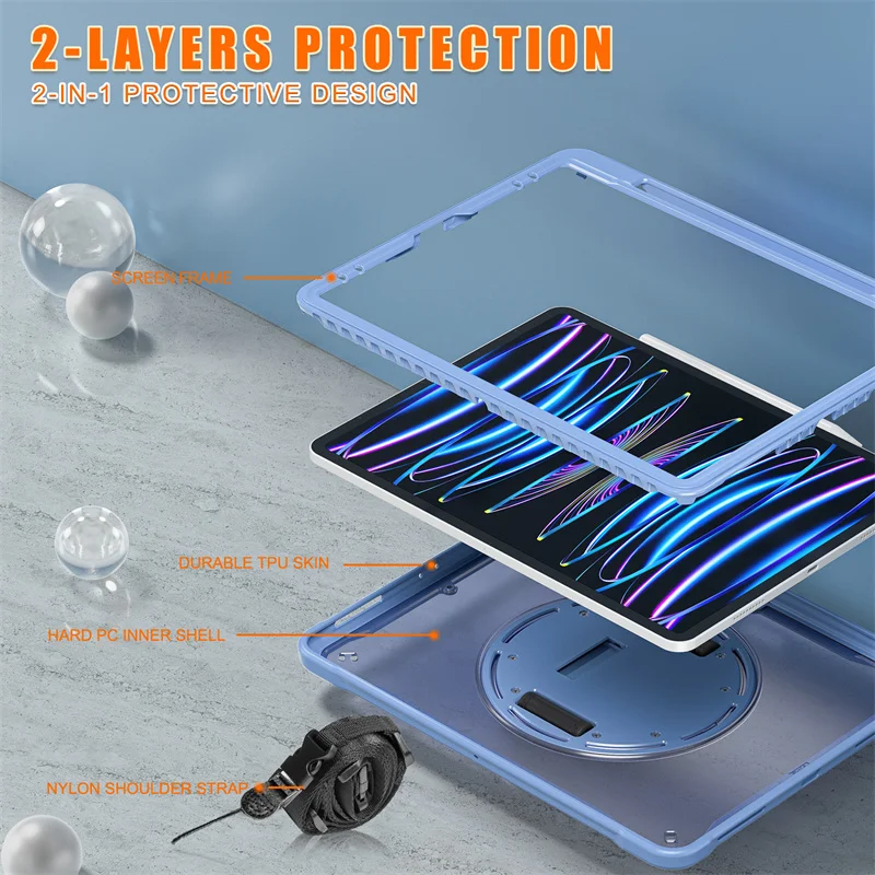 Capa para Tablet à Prova de Choque para Ipad Pro 12.9 2023 2023 2023 2023 3ª 4ª 5ª 6ª Geração Ranhura para Lápis Alça de Ombro de Mão - Imagem 4