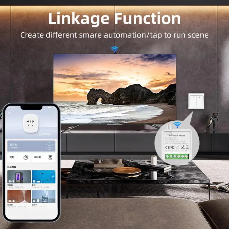 Tuya WiFi 미니 DIY 스마트 스위치 1/2/3/4 Gang 16/10A Alexa Google 홈 스마트 라이프를 통한 2 웨이 제어 스마트 홈 자동화 모듈