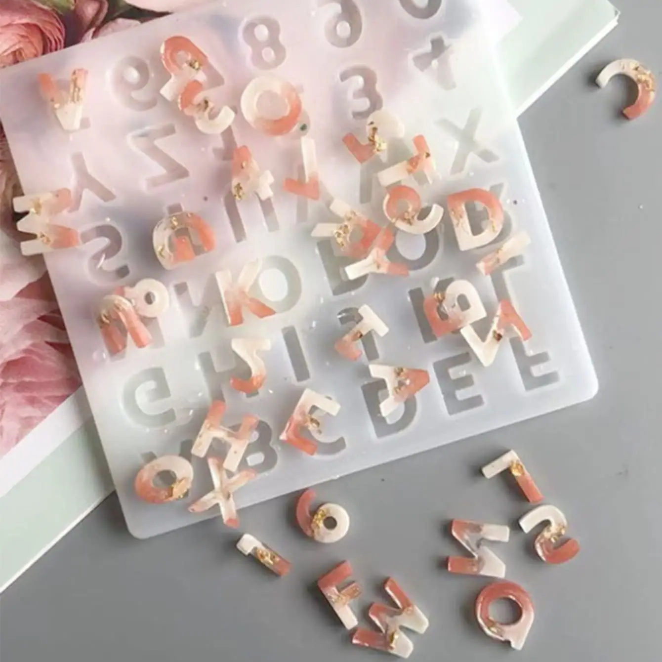 Alphabet Letter Number Decoration Craft Silicone Mold for Earring Pendant Creative Keychain Mold Crystal Epoxy Resin Mold