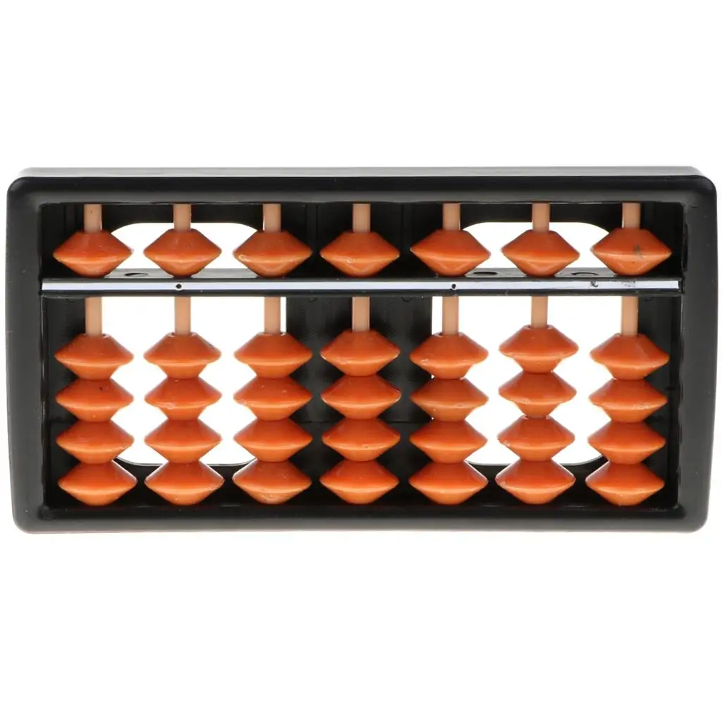 7 Rods Brown Beads Arithmetic Abacus Soroban Calculating Frame Kids Mathematical Teaching Aids Educational Toy